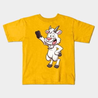 Friendly Smiling Cartoon Goat Kids T-Shirt